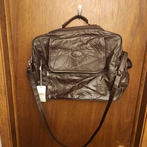 Cotton Traders Brown Leather Patchwork Travel Bag